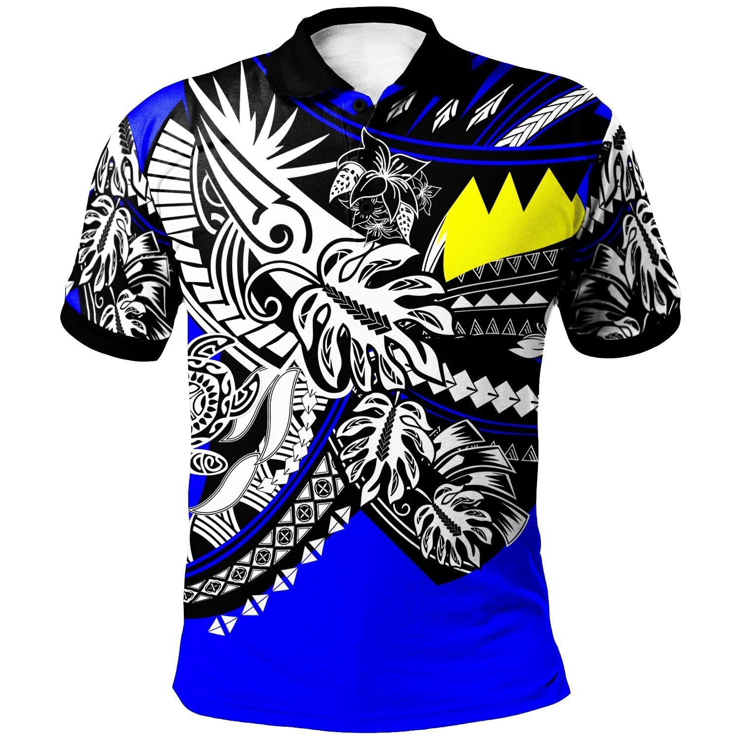 Palau Pattern Palau Polo Shirt - Tribal Jungle Blue Pattern – Aljaira