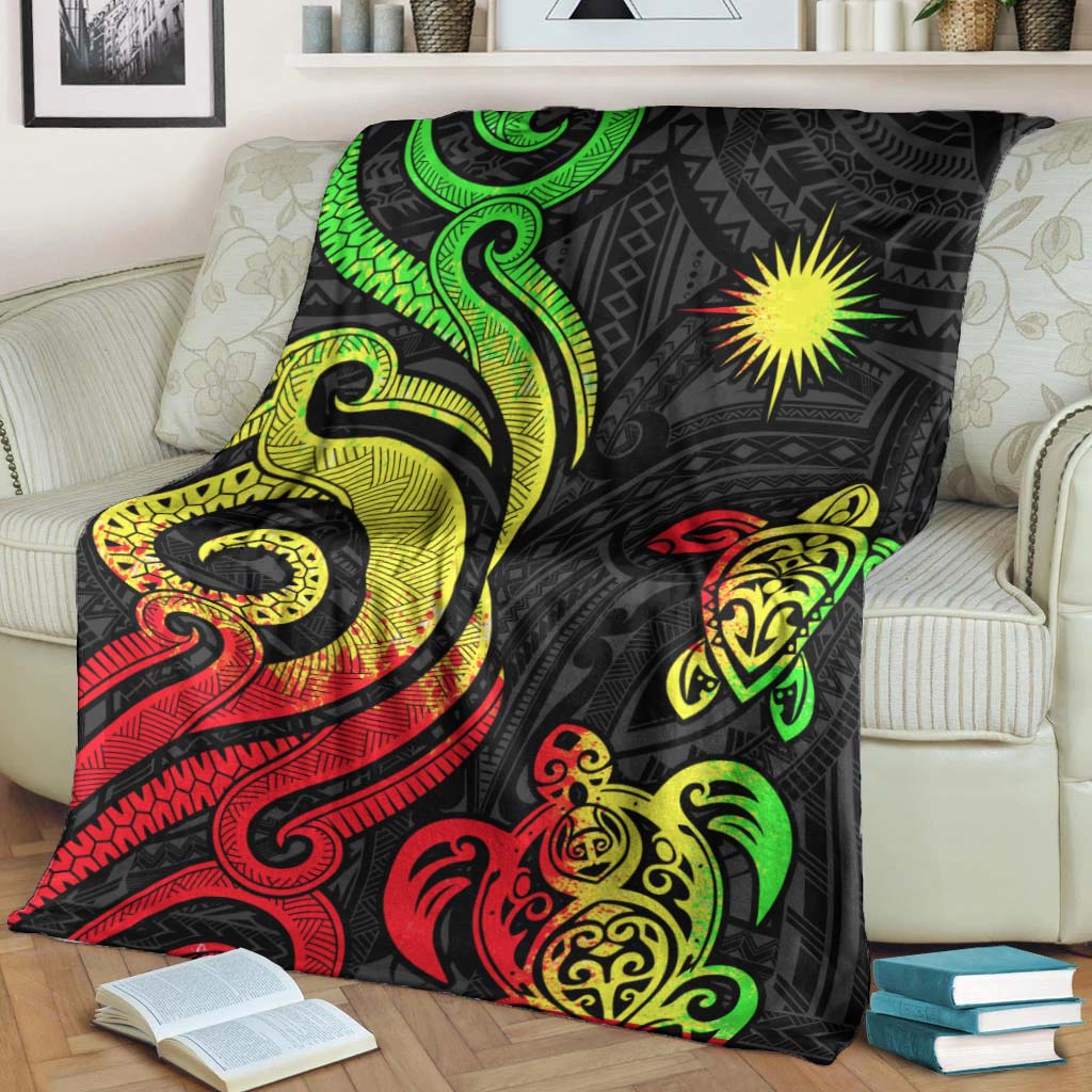 Marshall Islands Premium Blanket - Reggae Tentacle Turtle Crest โ Aljaira