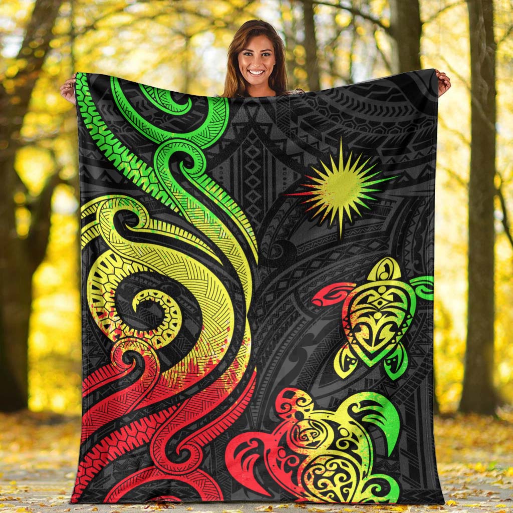 Marshall Islands Premium Blanket - Reggae Tentacle Turtle Crest โ Aljaira