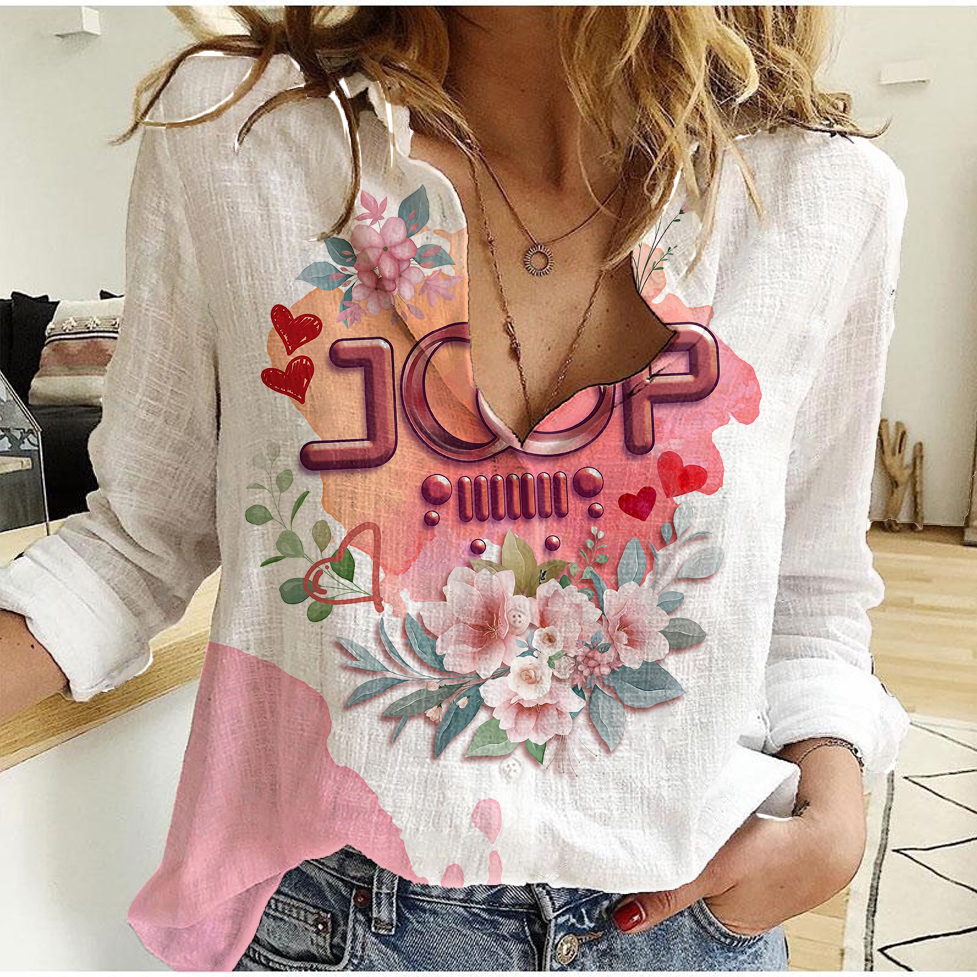 jeeping-partners-for-life-jeep-couple-women-casual-shirt