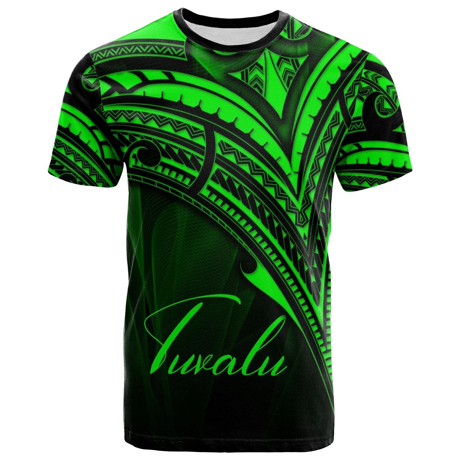 tuvalu-t-shirt-green-color-cross-style